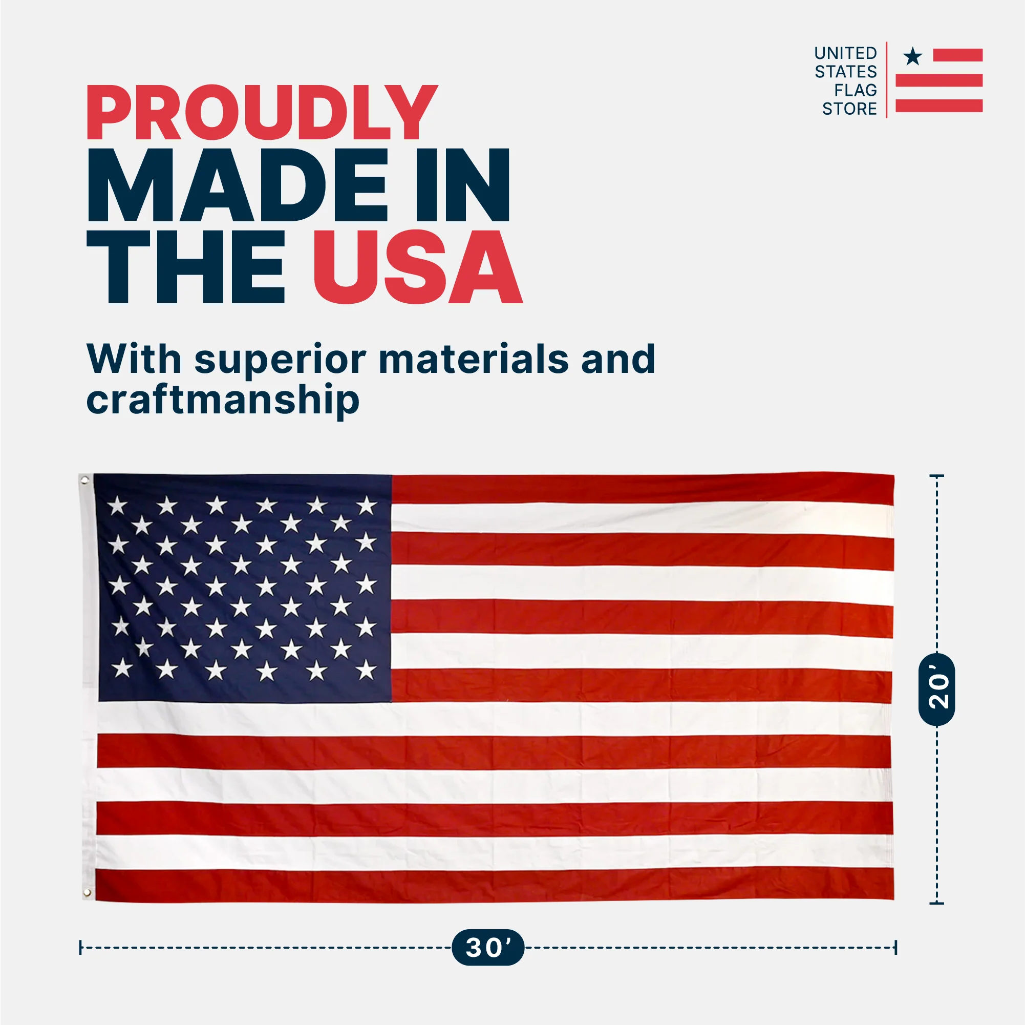 Super Tough 20ft x 30ft Spun Polyester American Flag - Image 3