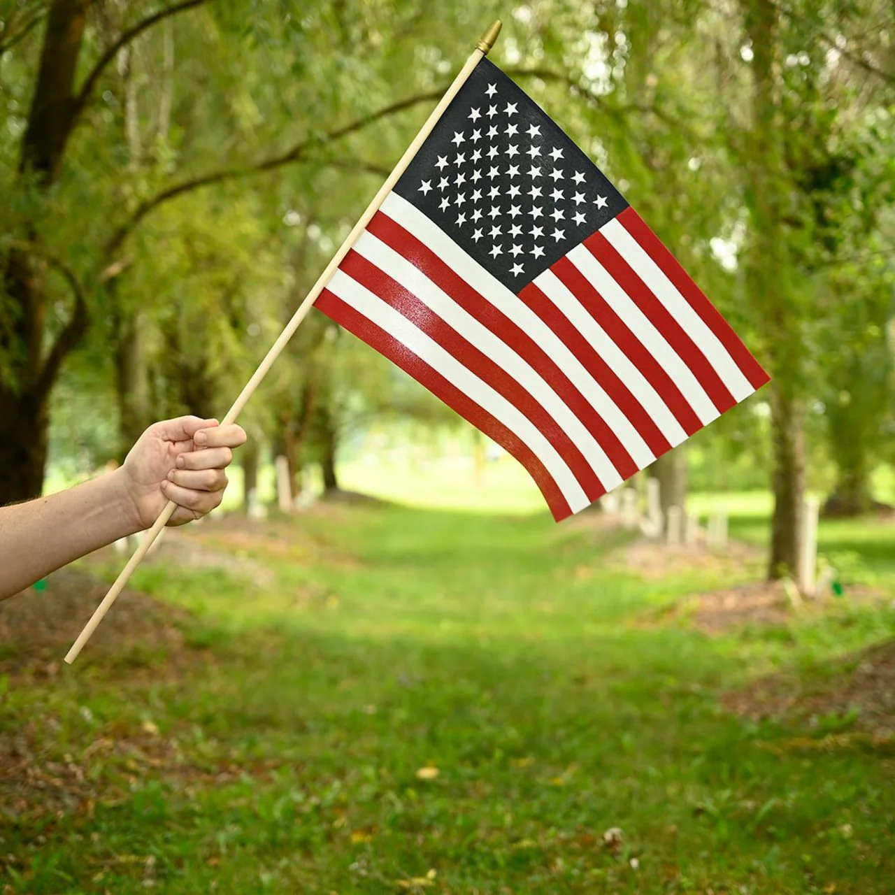 Super Tough 12"x18" US Stick Flag with 30"x3/8" Wood Staff - No Fray - Image 4